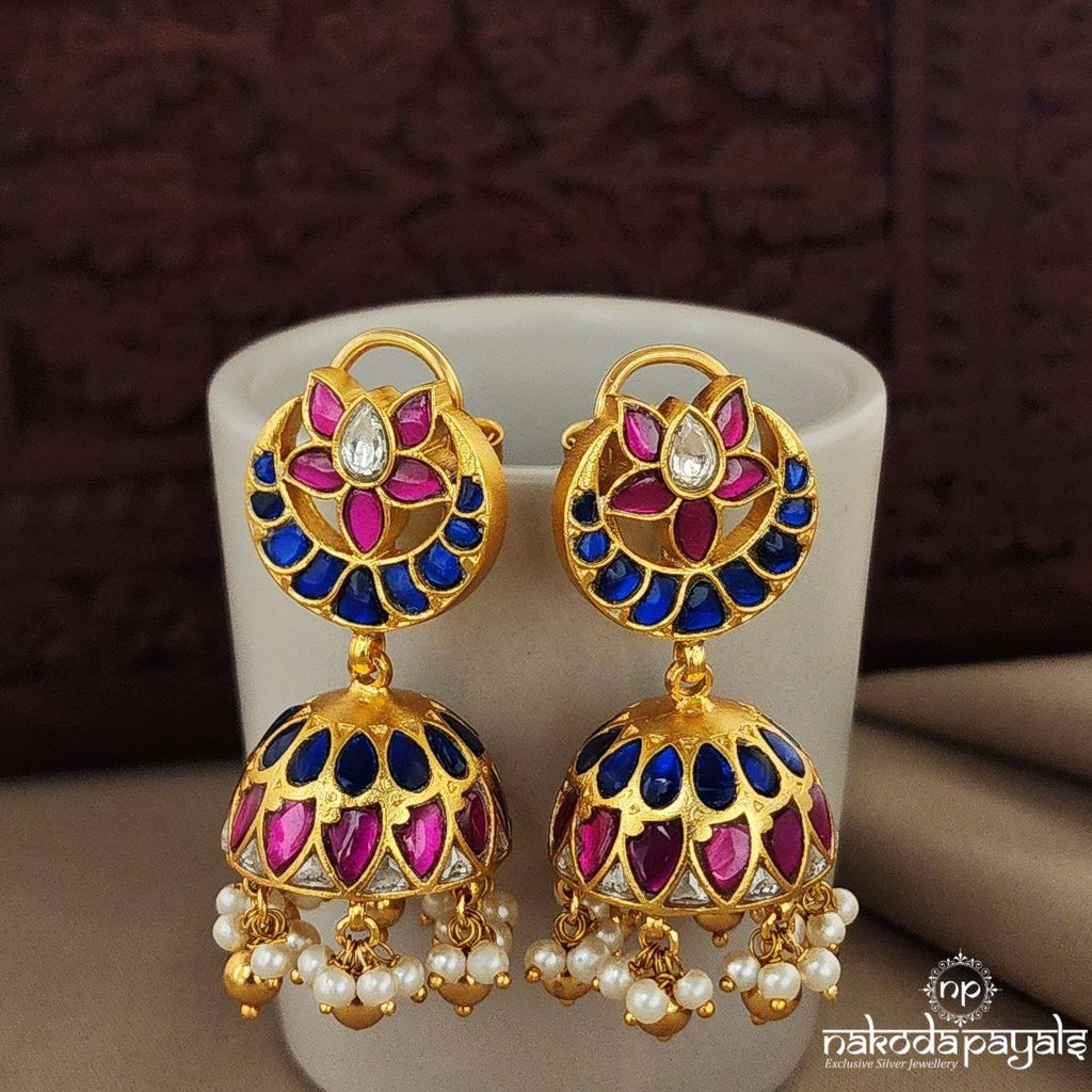 Half Moon Floral Kundan Jhumka (Ge7318)