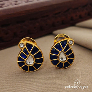 Blue Kundan Mini Mango Studs (Ge7323)