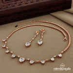 Mini Heart Rosegold Neckpiece with Earrings (St2340)