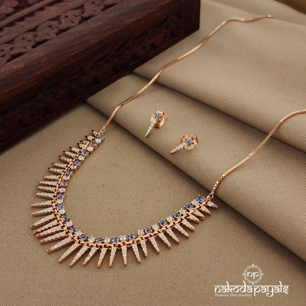 Gorgeous Rosegold Short Neckpiece with Earrings (St2324)