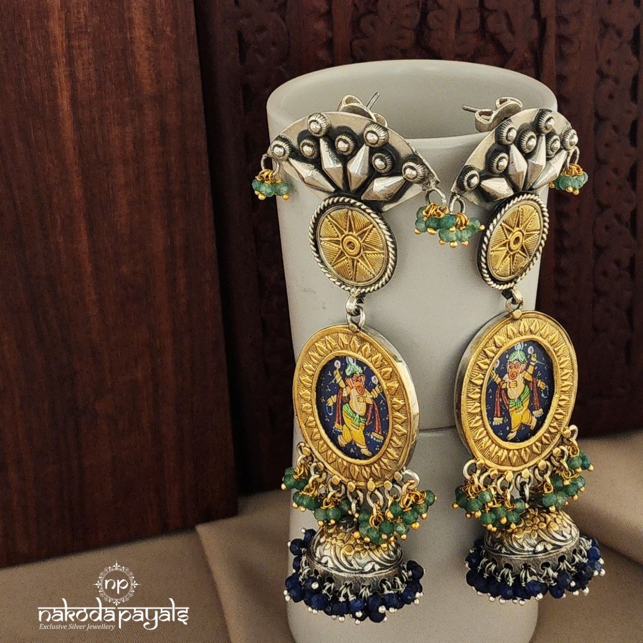 Gorgeous Ganesha Painted Dual Tone Jhumka (DT1099)