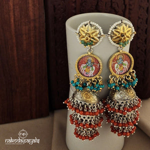 Krishna Painted Triple Dual Tone Jhumka (DT1096)