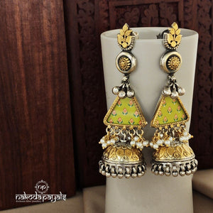 Floral Painted Dual Tone Jhumka (DT1091)