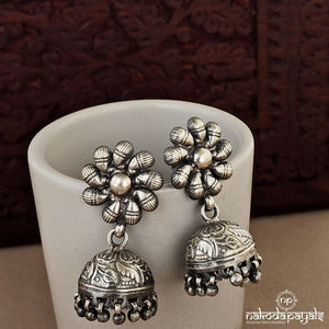 Floral Oxidised Jhumka (J5377)