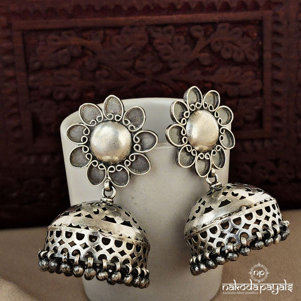 Floral Oxidised Jhumka (J5381)