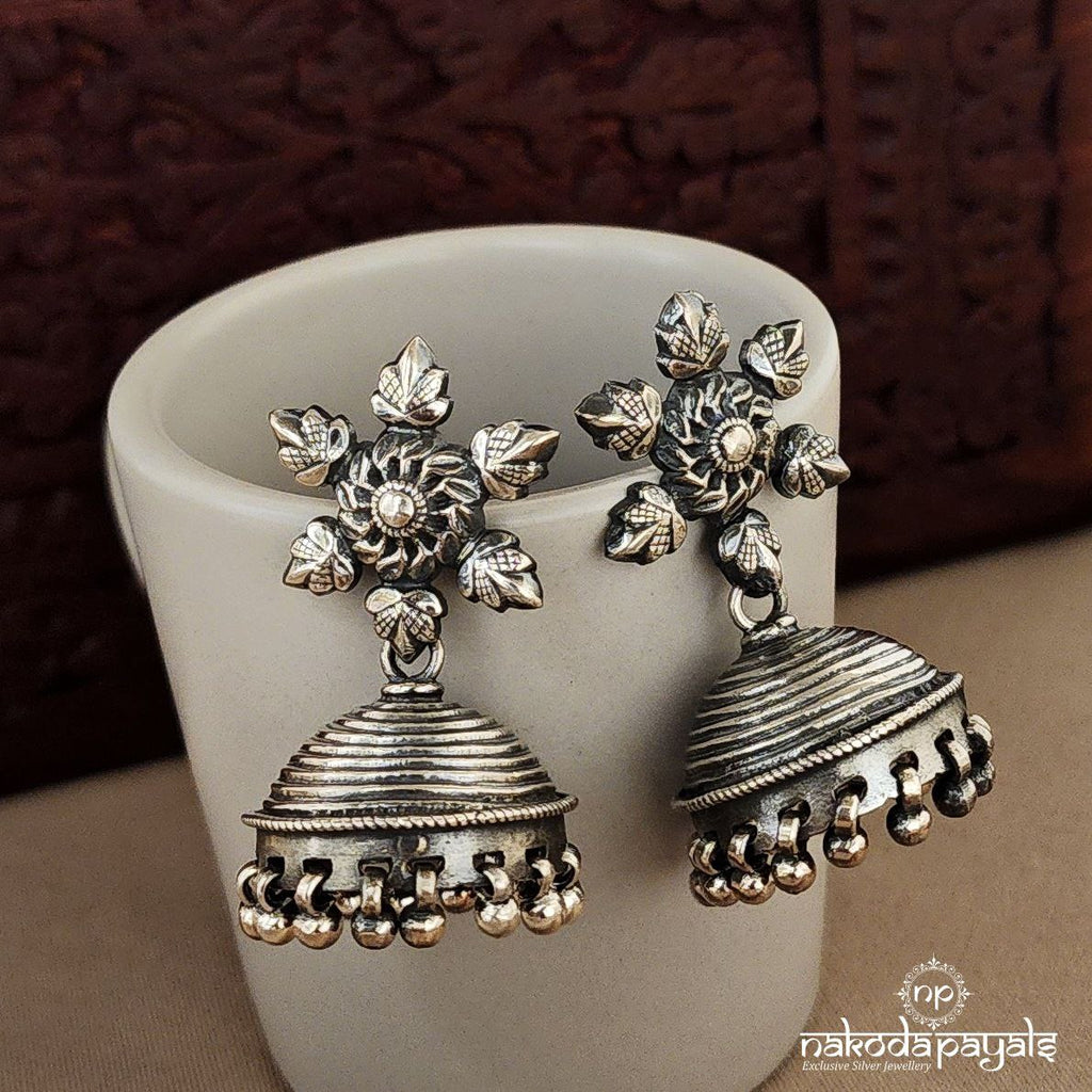 Oxidised Tribal Floral Jhumka (J5383)