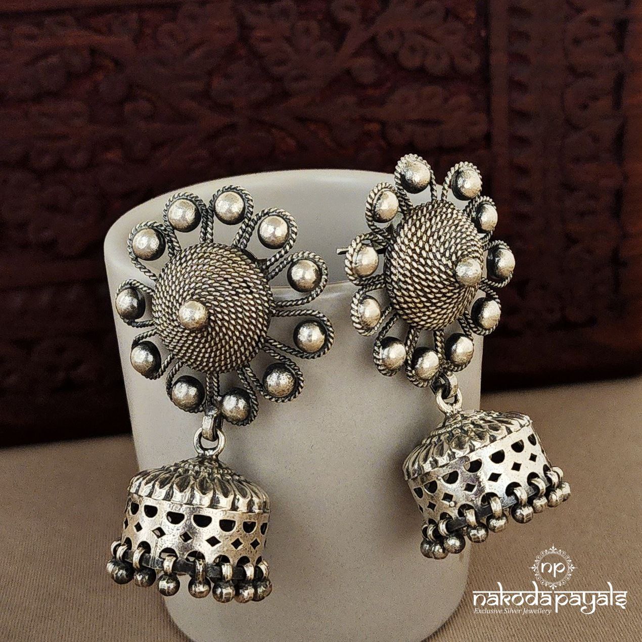 Gorgeous Floral Oxidised Jhumka (J5382)