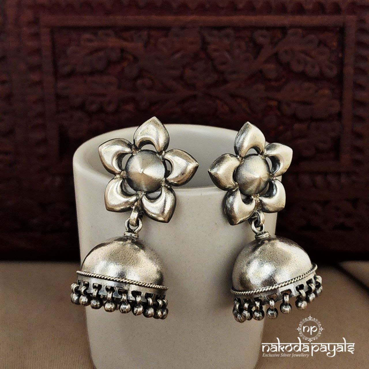 Floral Oxidised Jhumka (J5391)