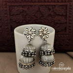 Flower with Double Layered Oxidised Jhumka (J5393)