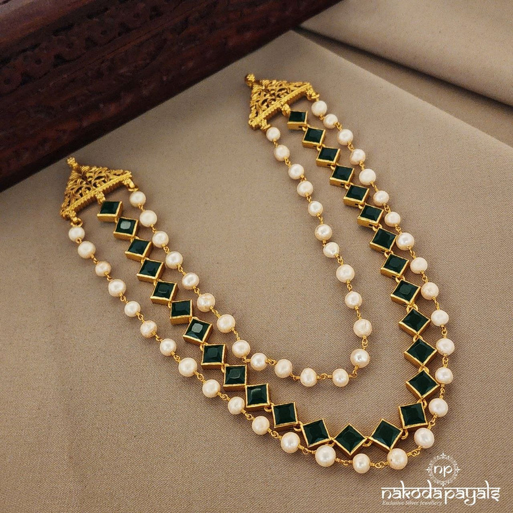 Pearled Emerald Short Neckpiece (Gn1079)