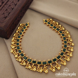 Ghungroo Emerald Short Neckpiece (Gn1087)