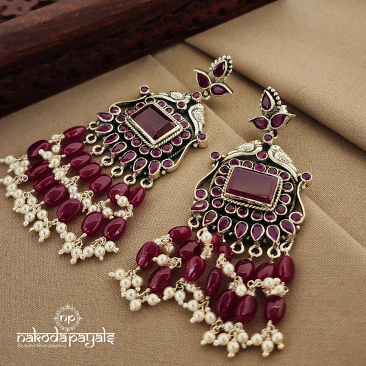 Ruby With Duo Parrot Chandbali (C8936)