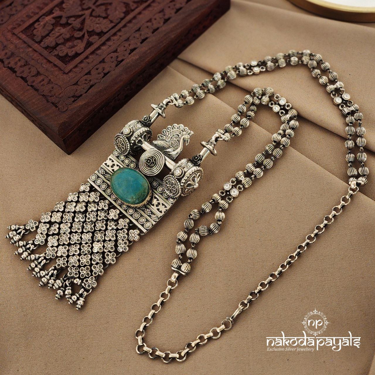 Turquoise With Peacock Long Neckpiece (N9318)