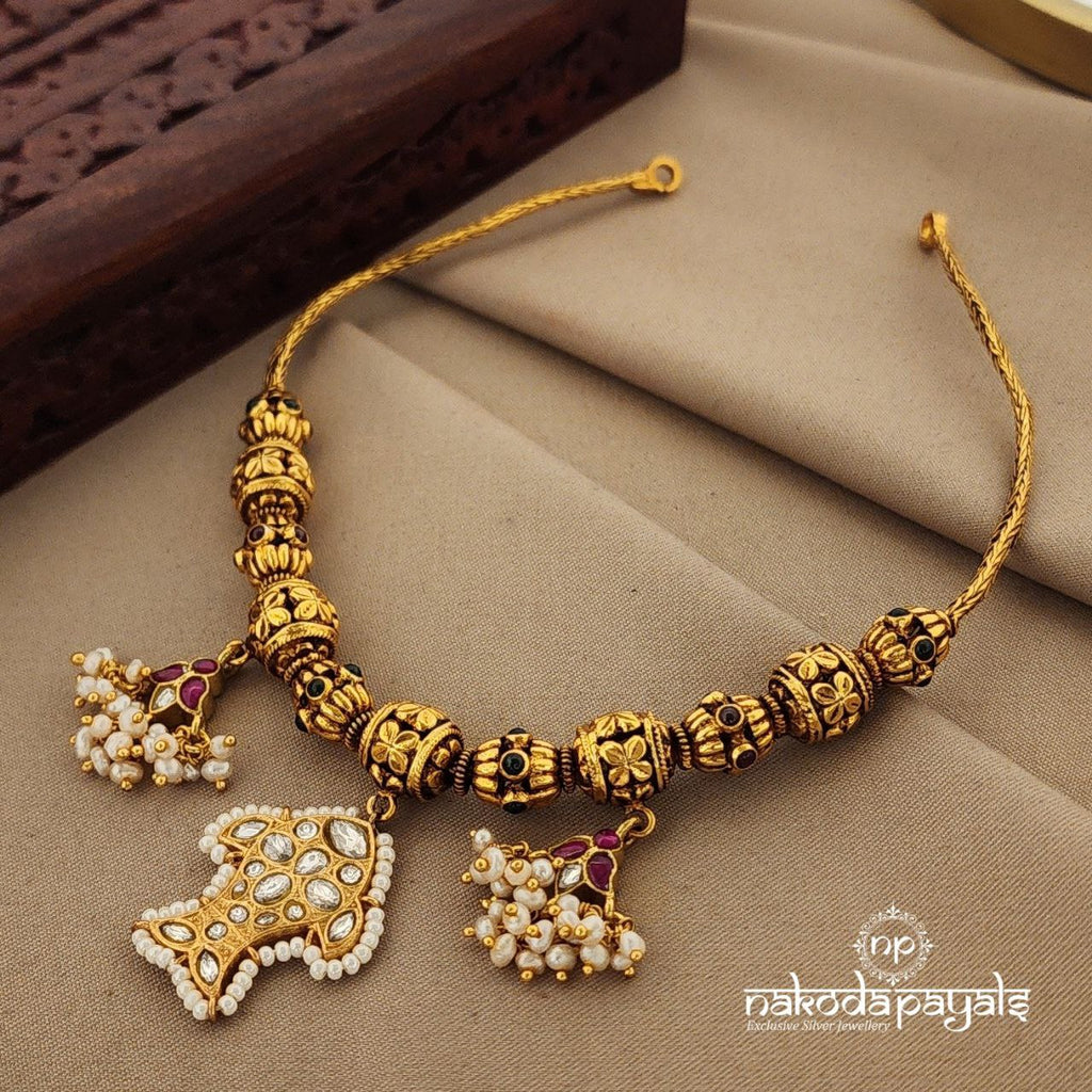 Fish Kundan Short Neckpiece (Gn1102)