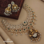 Shimmering Lakshmi Short Neckpiece with Earrings (Gn1115)