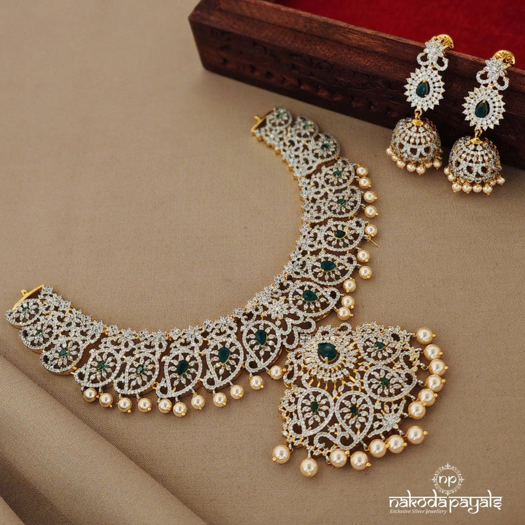 Shimmering Mango Short Neckpiece with Earring (GN1116)