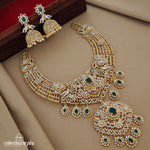 Shimmering Emerald Short Neckpiece with Earrings (GN1117)