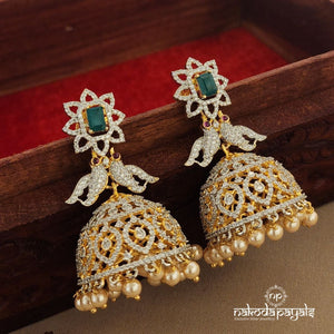 Shimmering Emerald Short Neckpiece with Earrings (GN1117)