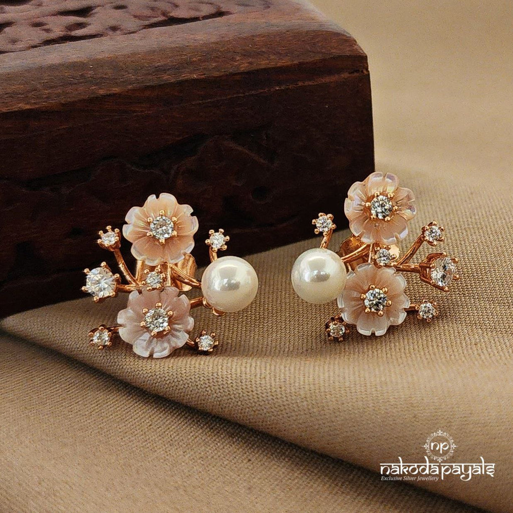 Duo Floral MOP Rosegold Earring (St2351)