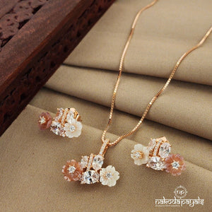 Gorgeous Rosegold MOP Neckpiece with Earrings (St2361)