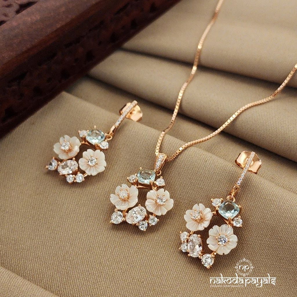 Gorgeous CZ MOP Neckpiece with Earrings (St2384)