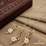 Floral Rose gold Mop Neckpiece with Earrings (St2380)