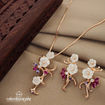 Gorgeous Floral Rose gold Mop Neckpiece with Earrings (St2372)