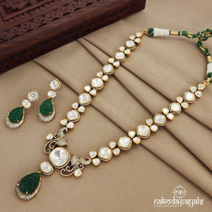 Greeny Drop Moissanite Short Neckpiece with Earrings (Gn1127)