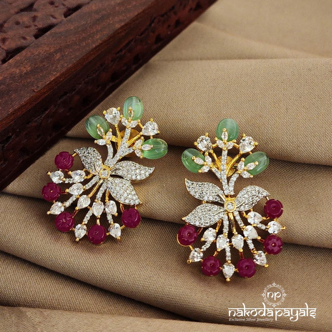 Floral Cubic zircon Chandbali (Ge7354)