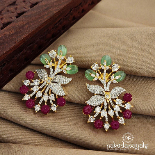 Floral Cubic zircon Chandbali (Ge7354)