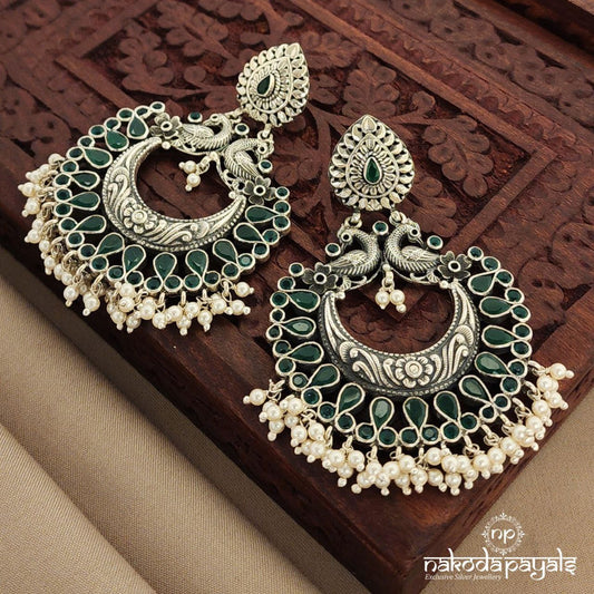 Greeny Gorgeous Peacock Chandbali  (C7581)