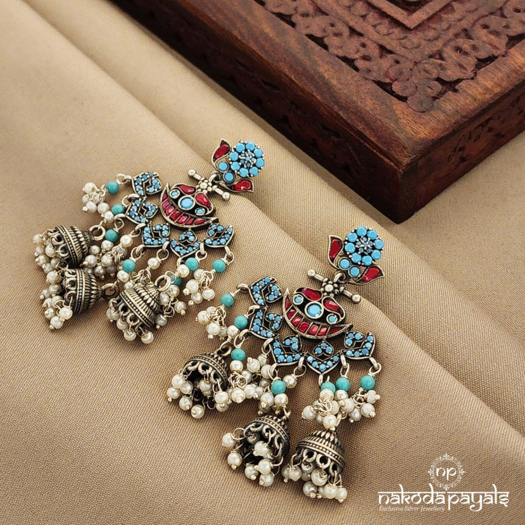 Triple Turquoise Jhumka (J5458)