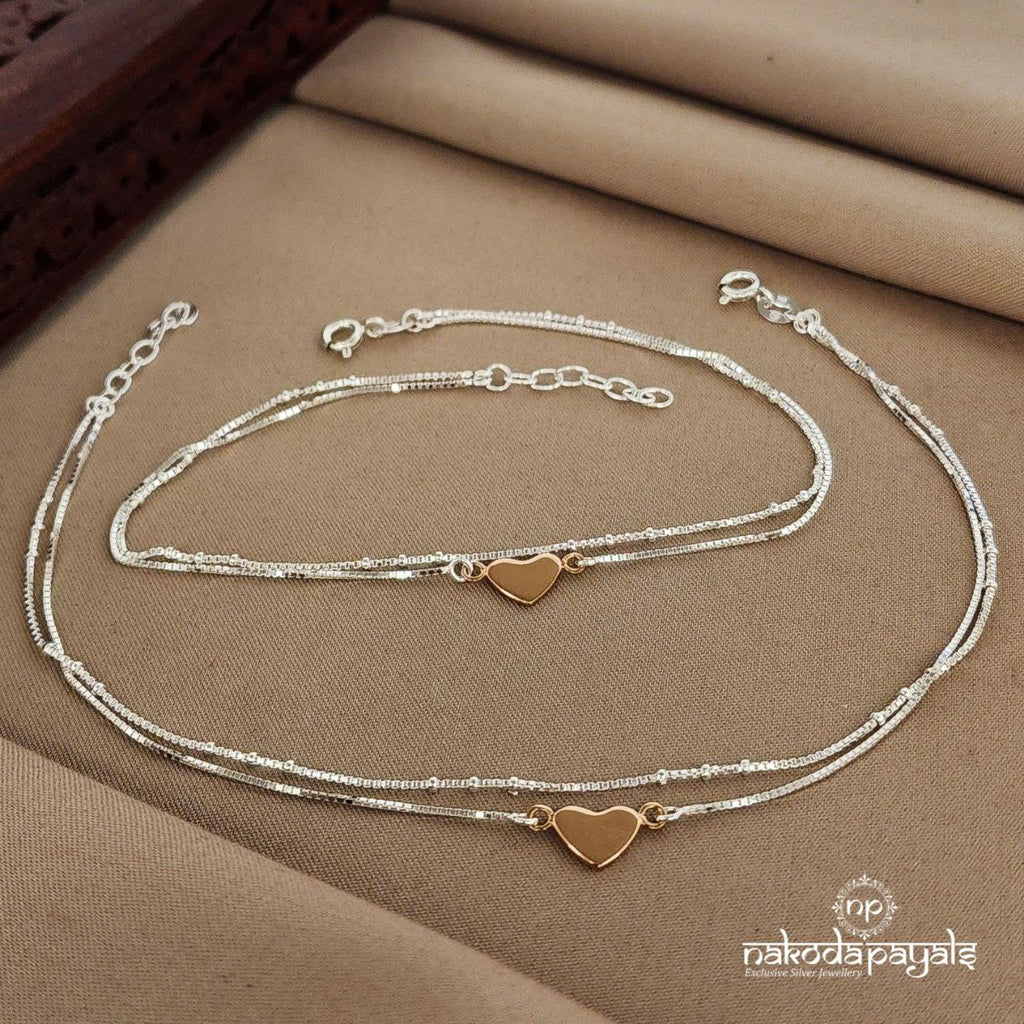 Double Layered Heart Anklet (A5091)