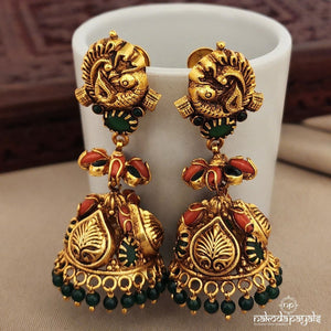 Floral Peacock Jhumka (Ge7378)