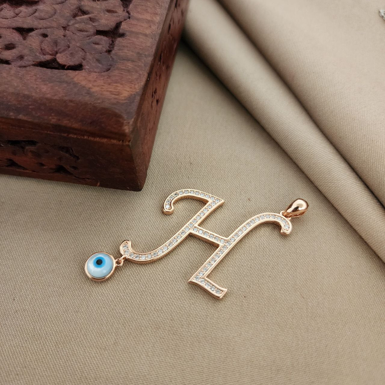 Rosegold Evil Eye Alphabet H Pendant (P2234)