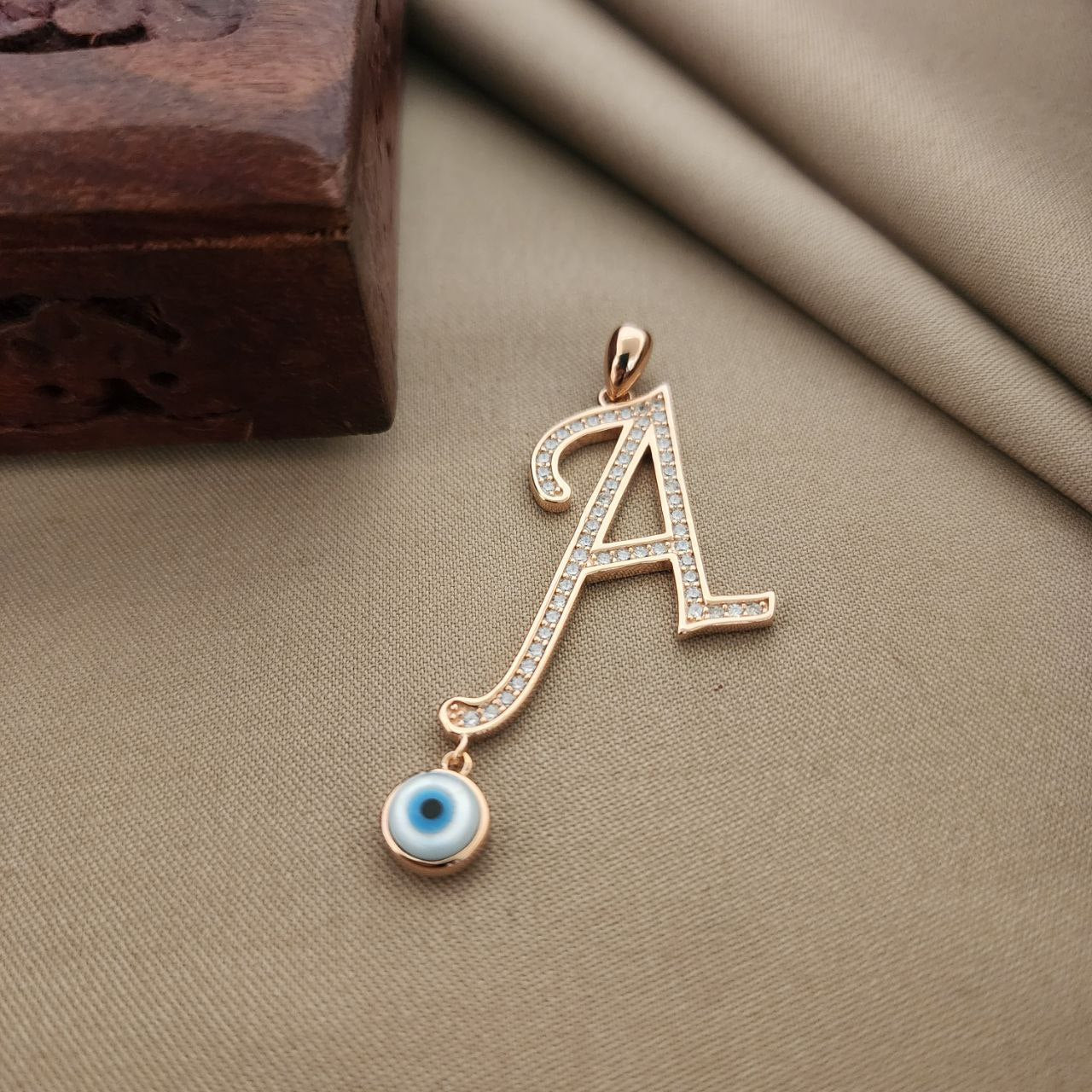 Rosegold Evil Eye Alphabet A Pendent (P2249)