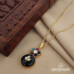 Black Onyx with Floral Kundan Long Neckpiece (Gn1166)