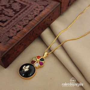 Black Onyx with Kundan Long Neckpiece (Gn1168)