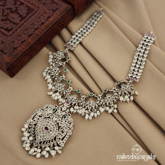 Duo Peacock Guttapusalu Short Neckpiece (N9371)