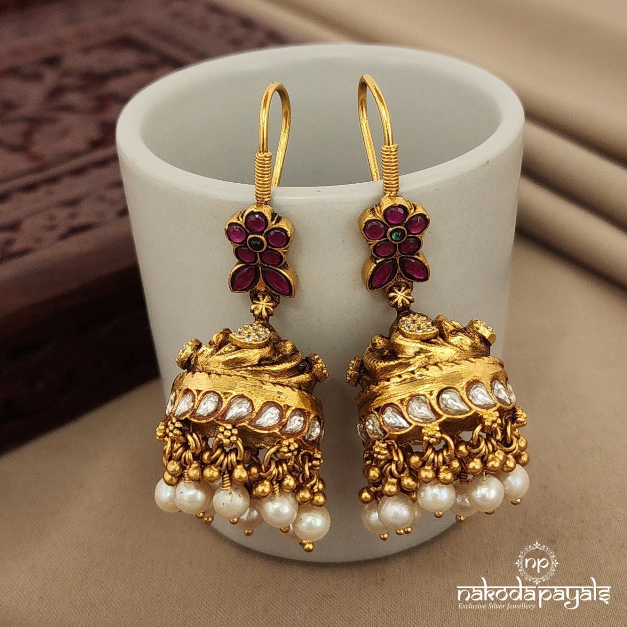 Kundan Jhumka with Hangings (Ge7412)