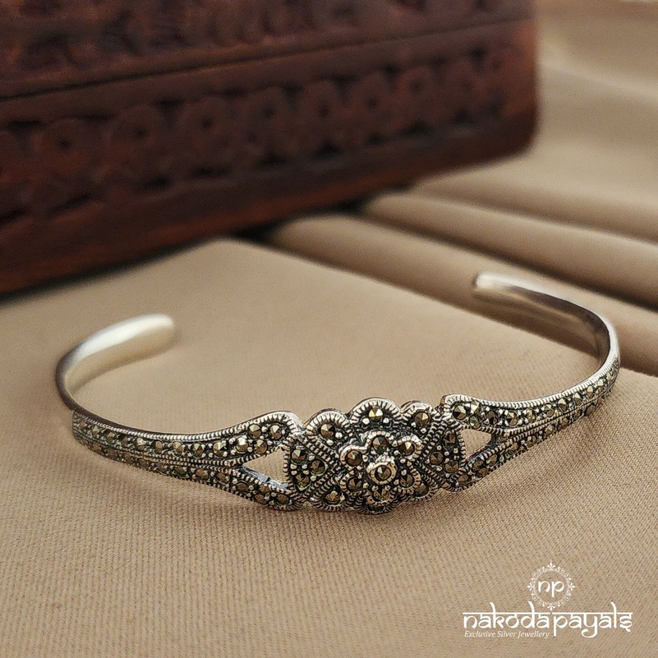 Floral Marcasite Cuff kada (K4510)