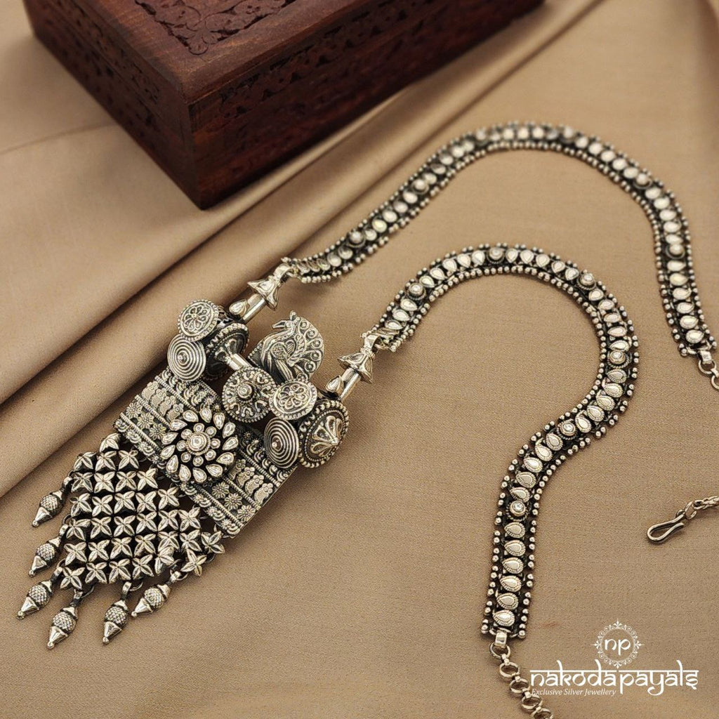 Oxidised Peacock Long Neckpiece (N9415)