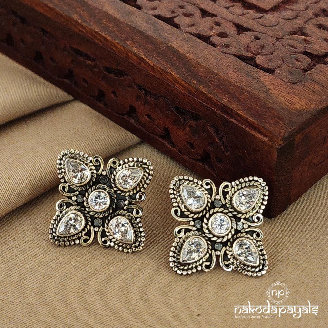 Squarish Floral Studs (S9099)