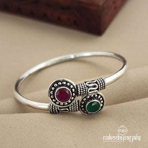 Circular Ruby & Green Flexible kada single (K4523)