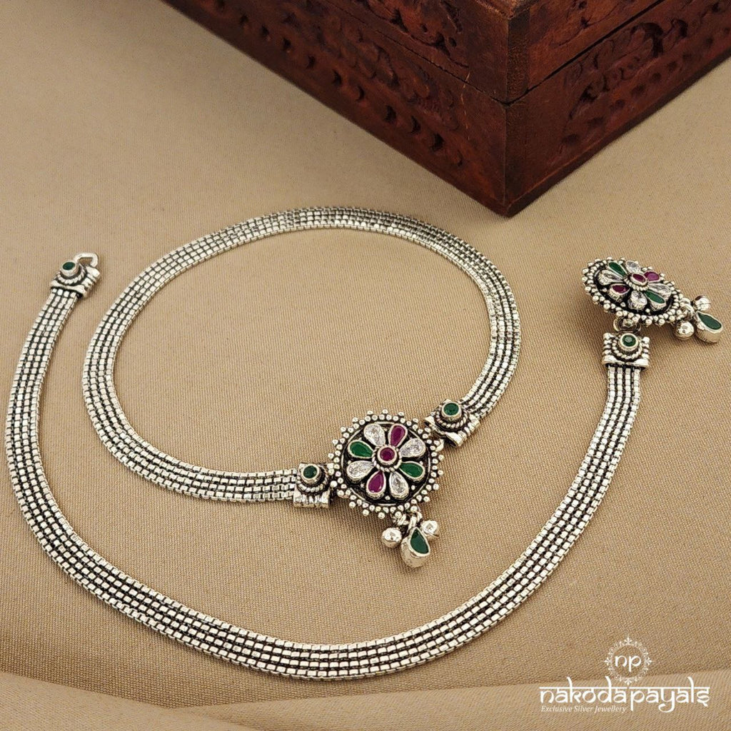 Flat Chain Cutstone Hokk Anklets (A5137)