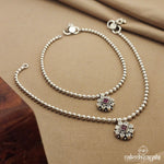 Ruby Floral Drop Anklet (A5147)