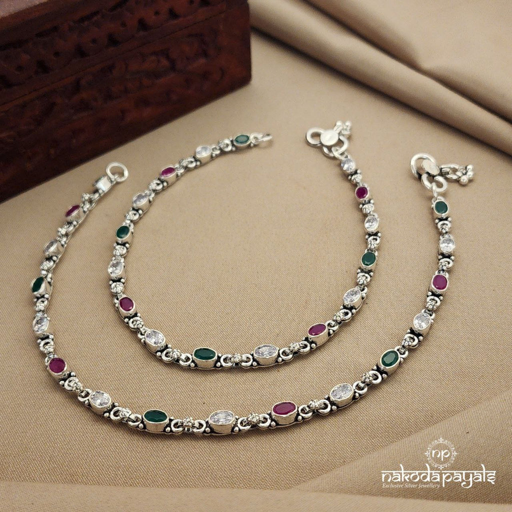 Oval Multicolour Anklet (A5159)