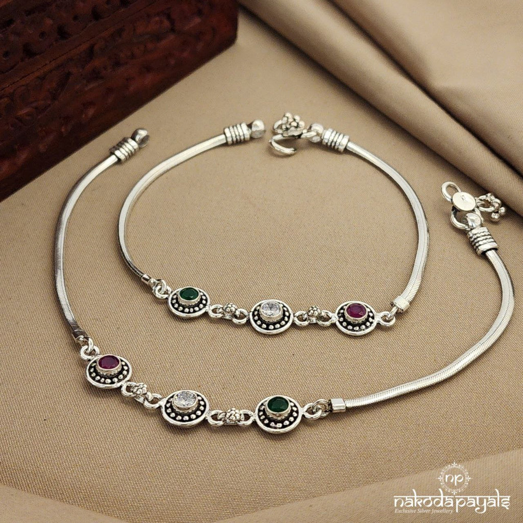 Triple Circular Multicolored Anklet (A5173)