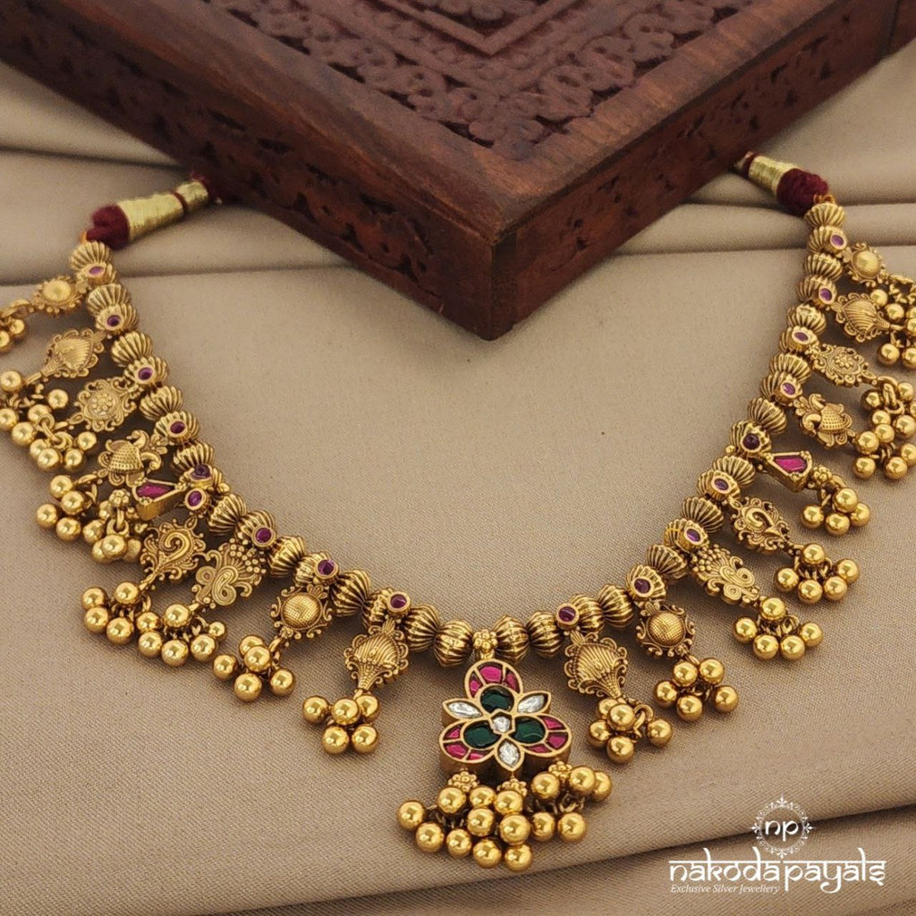 Kundan Floral Saaj Short Neckpiece (Gn1235)