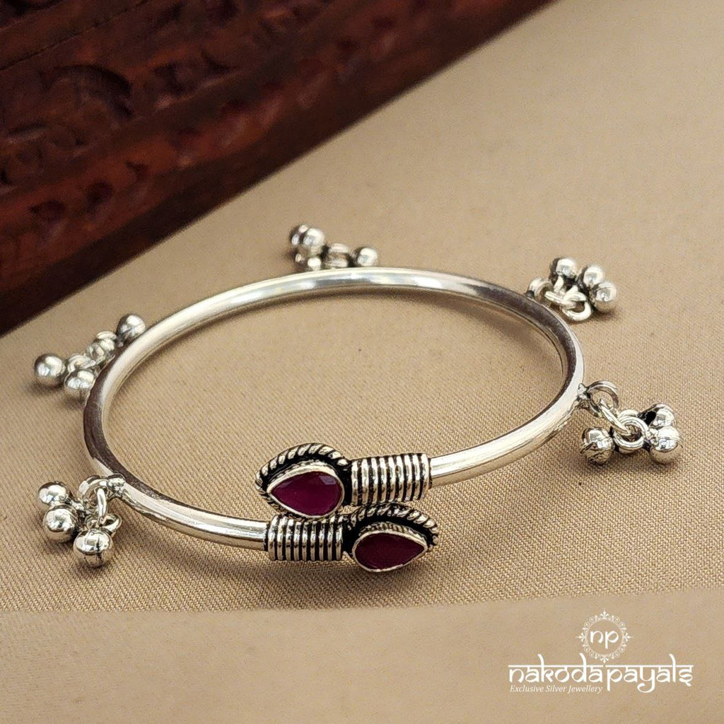 Ruby Drop Ghungroo Flexible kada (K4541)